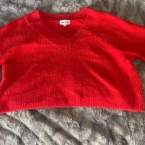Long sleeve red cropped sweater